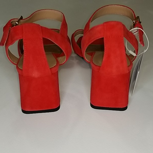 New Scarlet RED GEOX Suede Mid Heel Sandal - Picture 3 of 12